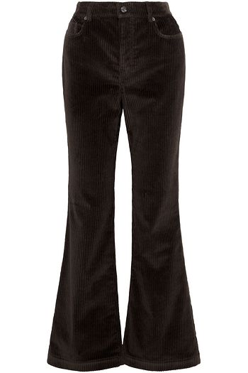 DOLCE & GABBANA Appliquéd cotton-blend corduroy flared pants