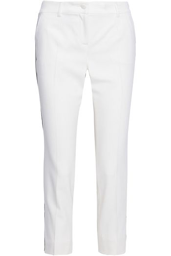 DOLCE & GABBANA Cropped monogram-trimmed wool-blend slim-leg pants