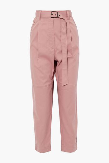 BRUNELLO CUCINELLI Cropped belted cotton-blend twill tapered pants