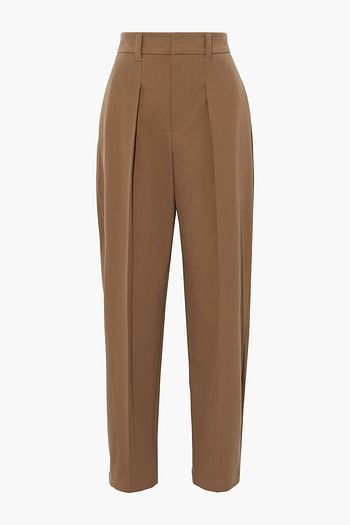 BRUNELLO CUCINELLI Pleated cotton-blend twill straight-leg pants