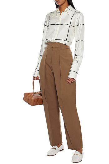 BRUNELLO CUCINELLI Pleated cotton-blend twill straight-leg pants