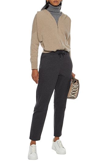 BRUNELLO CUCINELLI Bead-embellished cotton-blend jersey track pants