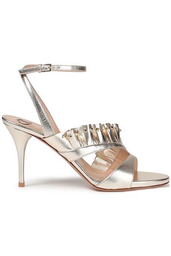 VALENTINO GARAVANI Sandalen aus Metallic-Leder mit Rüschenbesatz und Nieten