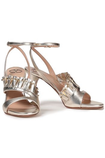 VALENTINO GARAVANI Sandalen aus Metallic-Leder mit Rüschenbesatz und Nieten