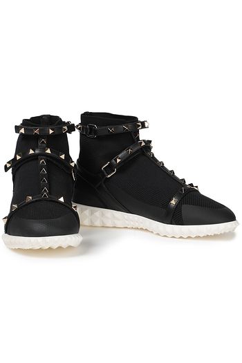 VALENTINO GARAVANI Rockstud mesh high-top sneakers