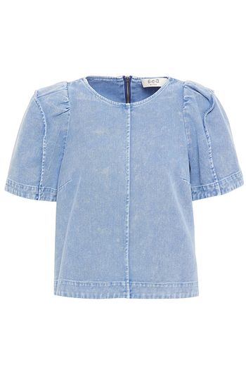 SEA Gathered denim top