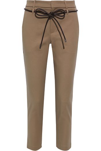 BRUNELLO CUCINELLI Cropped belted cotton-blend twill slim-leg pants