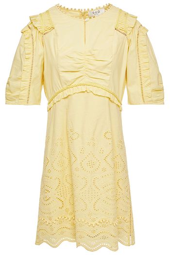 SEA Naomie ruched broderie anglaise-cotton mini dress