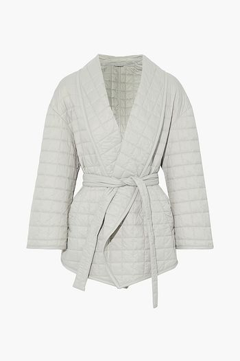 BRUNELLO CUCINELLI Bead-embellished quilted shell down wrap jacket