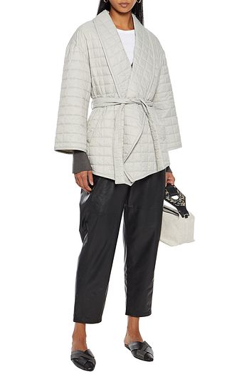 BRUNELLO CUCINELLI Bead-embellished quilted shell down wrap jacket