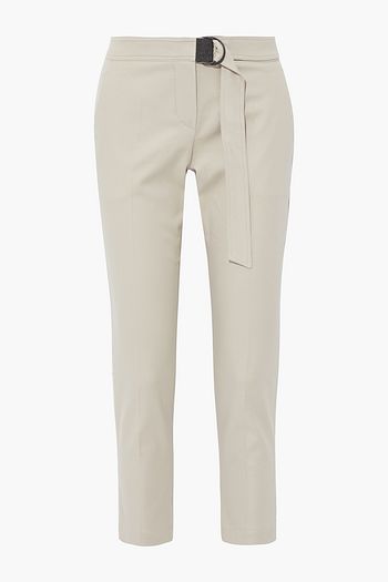 BRUNELLO CUCINELLI Belted cotton-blend twill slim-leg pants