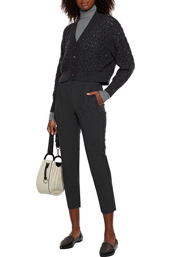 BRUNELLO CUCINELLI Sequined open cable-knit cashmere and silk-blend cardigan