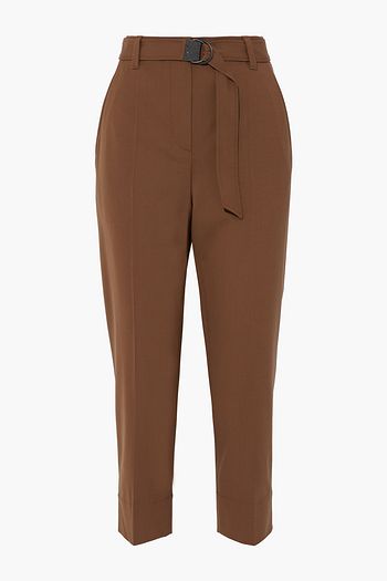 BRUNELLO CUCINELLI Cropped belted wool-blend tapered pants