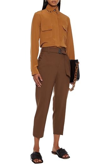 BRUNELLO CUCINELLI Cropped belted wool-blend tapered pants