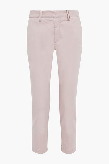 BRUNELLO CUCINELLI Bead-embellished cotton-blend twill slim-leg pants