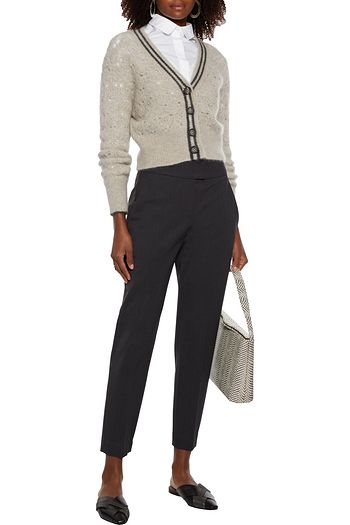 BRUNELLO CUCINELLI Brushed pointelle-knit cardigan