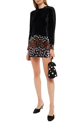 VALENTINO Printed velvet mini dress