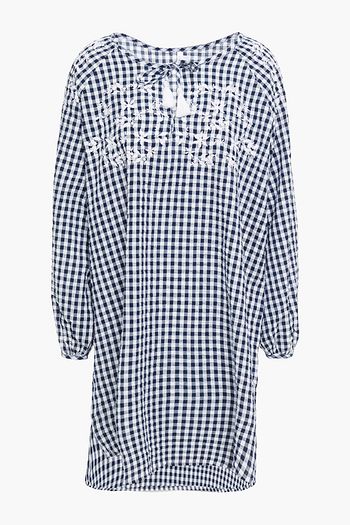 SEAFOLLY Embroidered gingham cotton mini dress