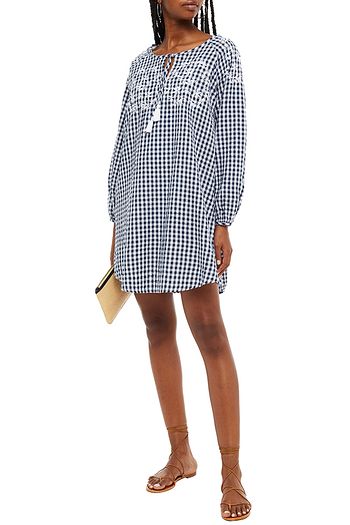 SEAFOLLY Embroidered gingham cotton mini dress
