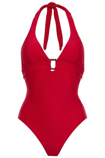 SEAFOLLY Cutout ribbed halterneck swimsuit