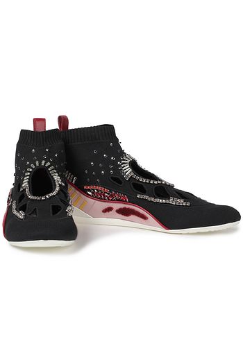 VALENTINO GARAVANI Verzierte Sneakers aus Rippstrick mit Cut-outs