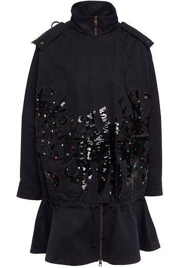 VALENTINO Embellished cotton-gabardine hooded parka