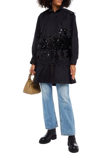VALENTINO Embellished cotton-gabardine hooded parka