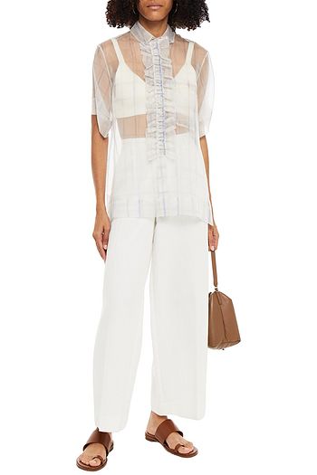 LEE MATHEWS Sandy ruffled checked silk-organza shirt