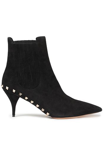 VALENTINO GARAVANI Rockstud Ankle Boots aus Veloursleder