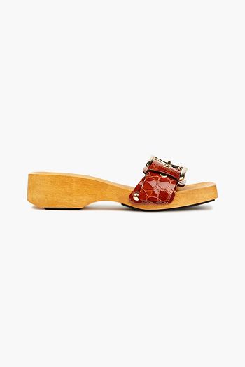 MARNI Sandalen aus Lackleder mit Krokodileffekt und Schnalle