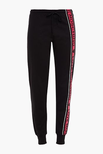 LOVE MOSCHINO Printed French cotton-terry track pants