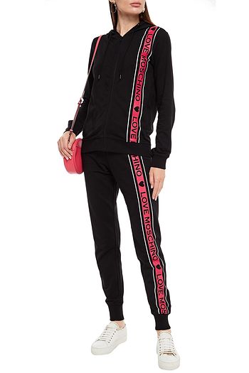 LOVE MOSCHINO Printed French cotton-terry track pants