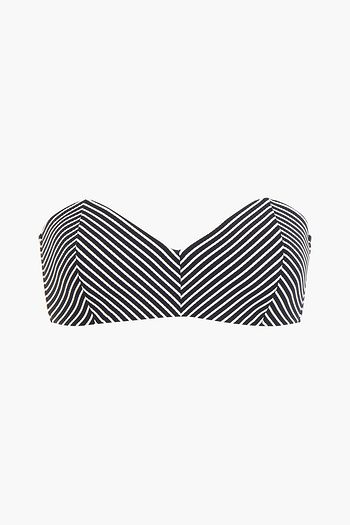 SEAFOLLY Go Overboard striped ribbed bandeau bikini top