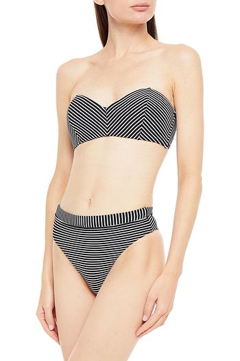 SEAFOLLY Go Overboard striped ribbed bandeau bikini top