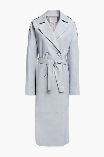 DROME Double-breasted belted leather trench coat