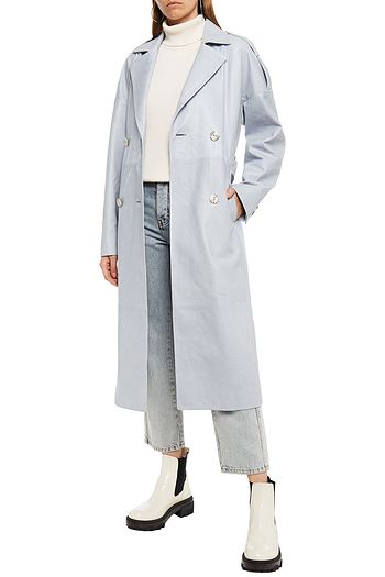 DROME Double-breasted belted leather trench coat