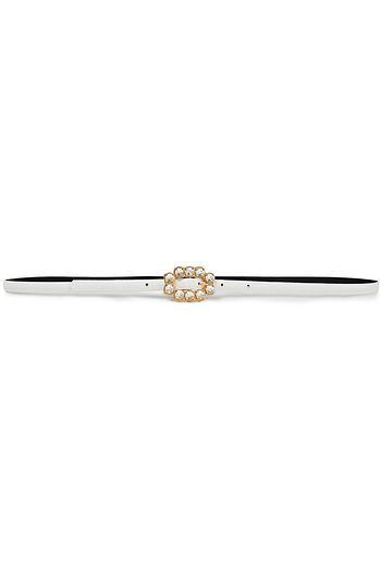 SANDRO Hilda crystal-embellished croc-effect leather belt