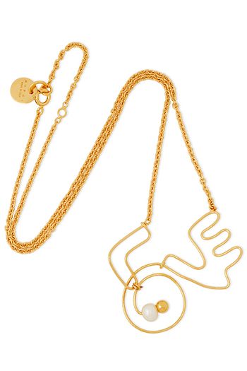 MARNI Gold-tone faux pearl necklace