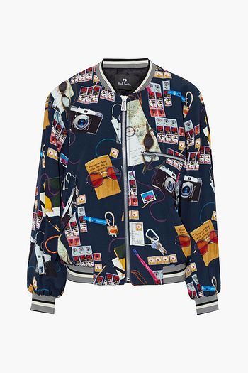 PS PAUL SMITH Bedruckte Bomberjacke aus Crêpe de Chine