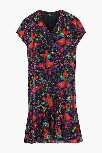 PS PAUL SMITH Fluted floral-print crepe dress