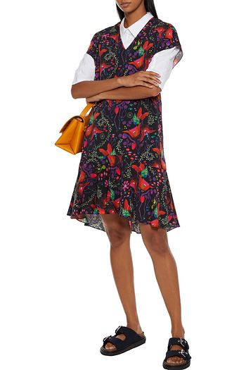 PS PAUL SMITH Fluted floral-print crepe dress