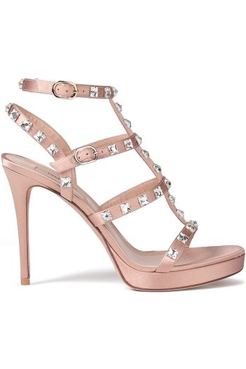 VALENTINO GARAVANI Rockstud Glam Sandalen aus Satin mit Kristallverzierung