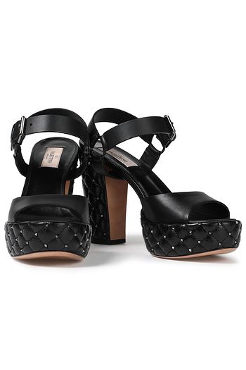 VALENTINO GARAVANI Rockstud Spike quilted leather platform sandals