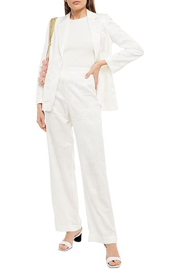 SANDRO Hanoy satin-jacquard straight-leg pants