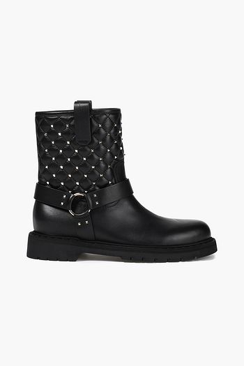 VALENTINO GARAVANI Rockstud Spike quilted leather ankle boots