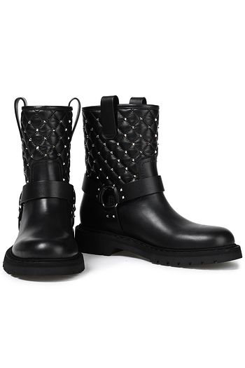 VALENTINO GARAVANI Rockstud Spike quilted leather ankle boots