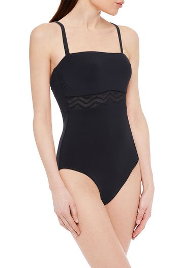 SEAFOLLY Active Zigzag mesh-trimmed swimsuit