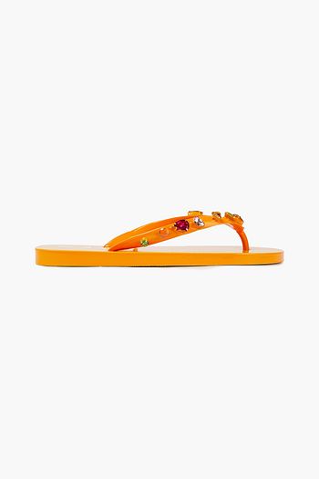 MARNI Embellished coated rubber flip flops