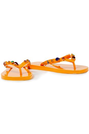 MARNI Embellished coated rubber flip flops
