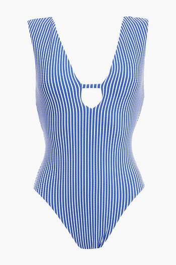 SEAFOLLY Go Overboard cutout ribbed striped swimsuit